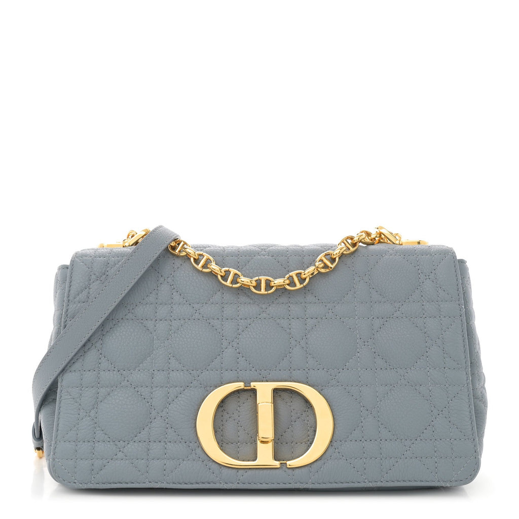 Supple Calfskin Cannage Medium Caro Bag Ethereal Grey