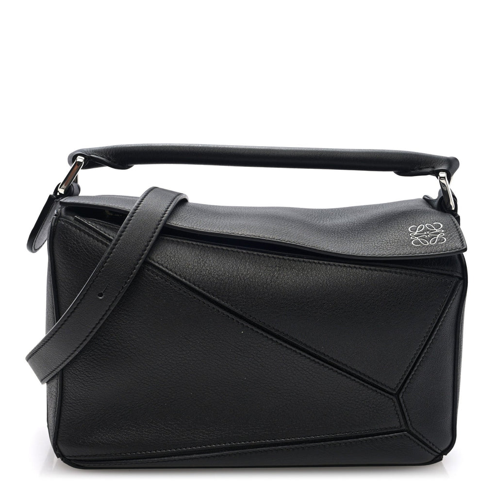 Calfskin Small Puzzle Bag Black