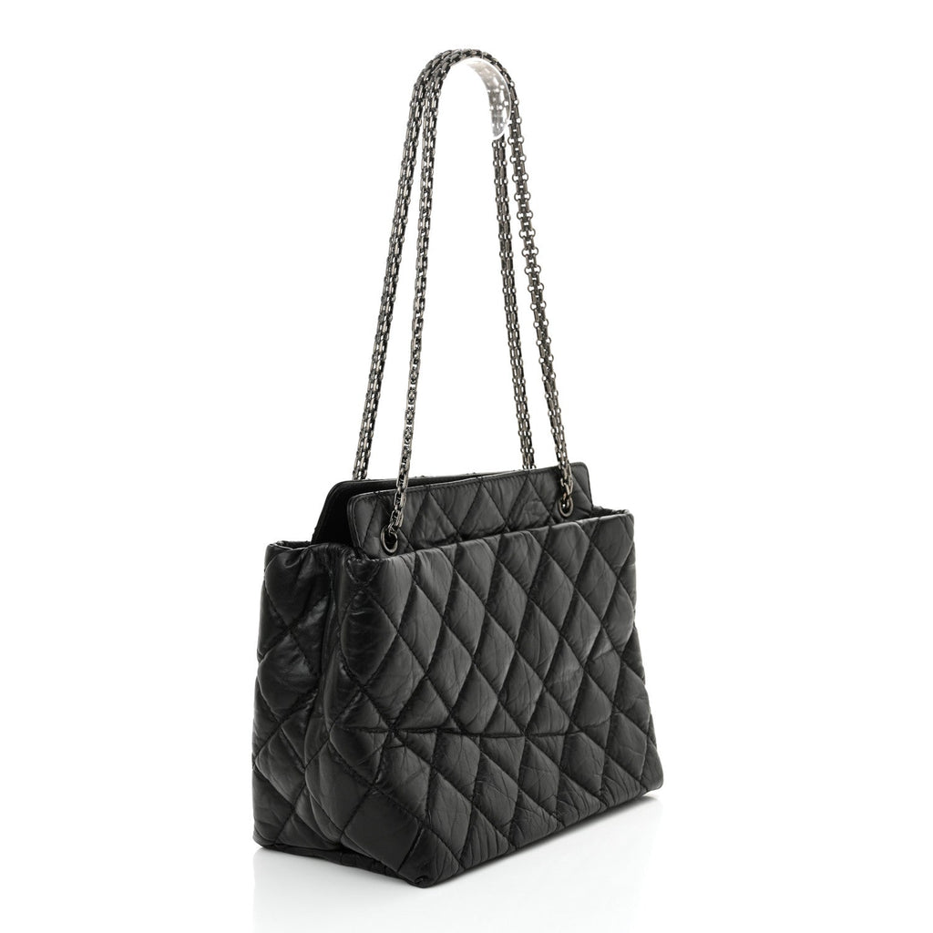 Aged Calfskin Quilted Reissue 2.55 Tote Black