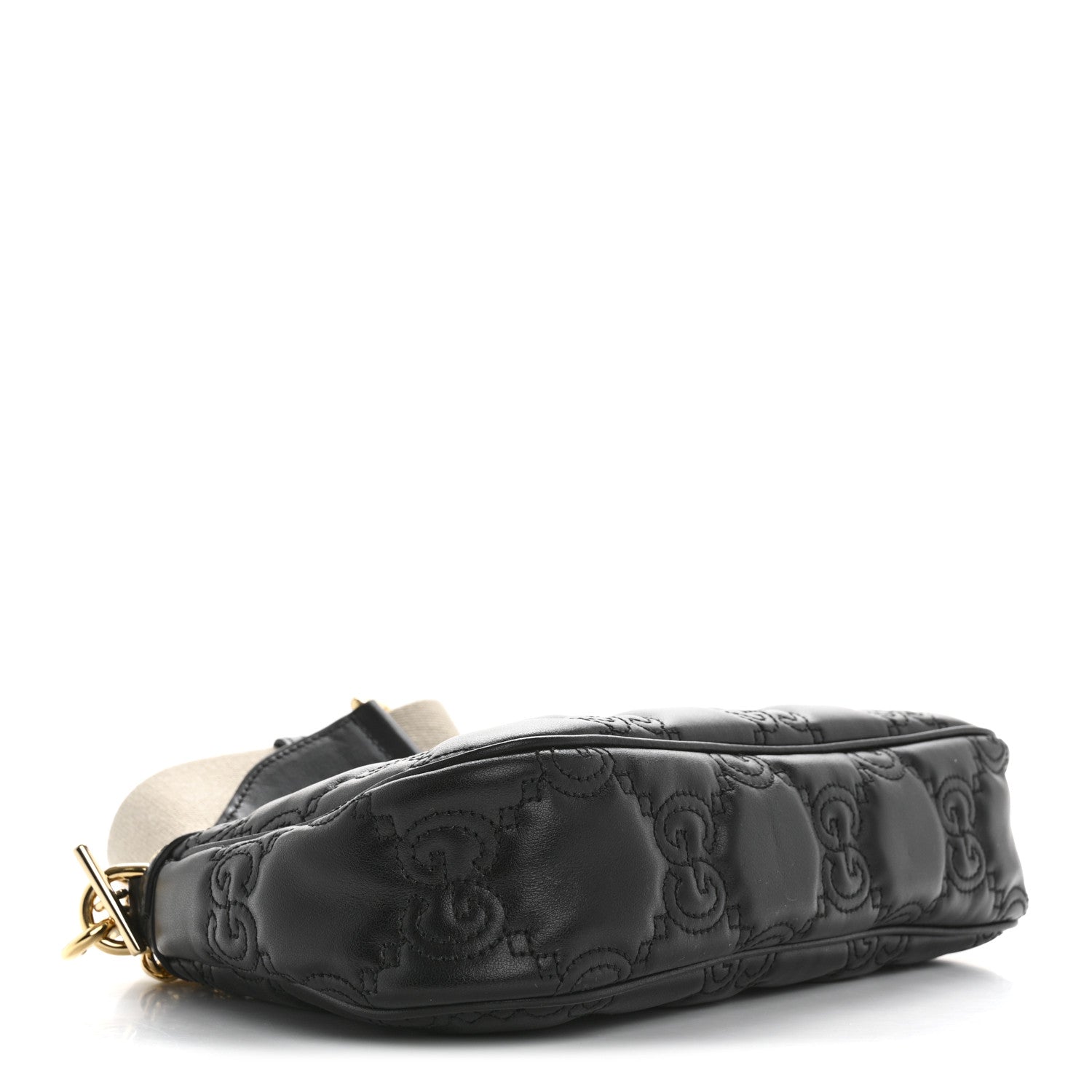 Calfskin GG Matelasse Chain Handbag Black Natural