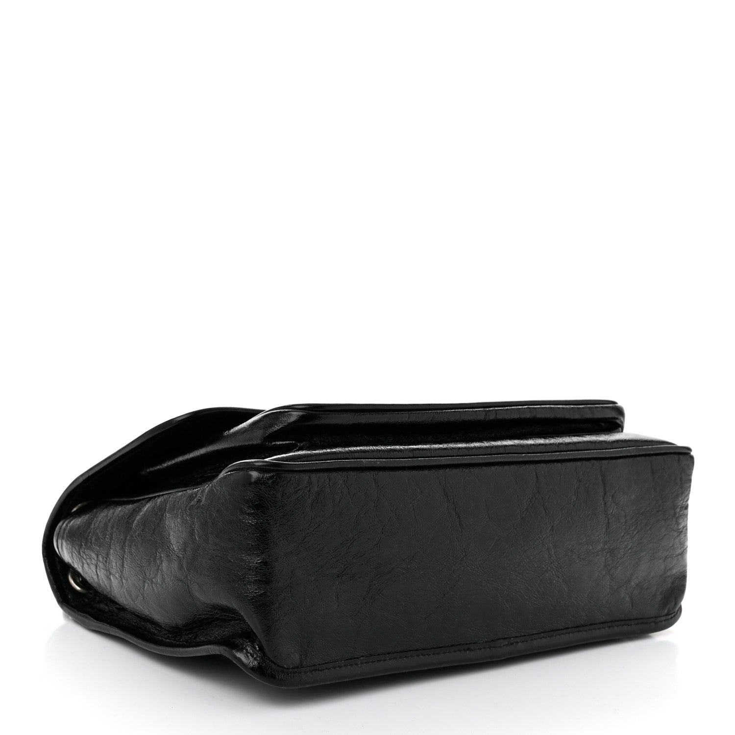 Crinkled Calfskin Monogram Medium Niki Chain Satchel Black