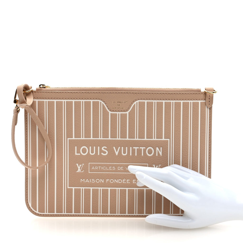 Calfskin Neverfull Inside Out MM Pochette Dune Hazelnut