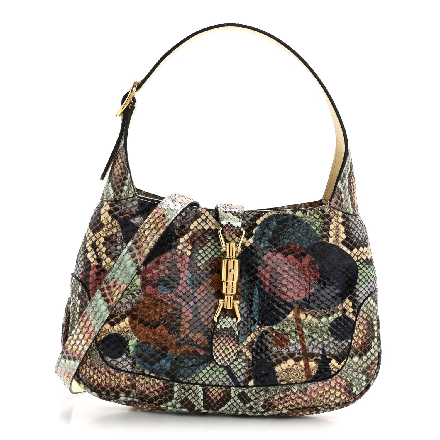 Snakeskin Calfskin Small Jackie 1961 Hobo Beige Multicolor