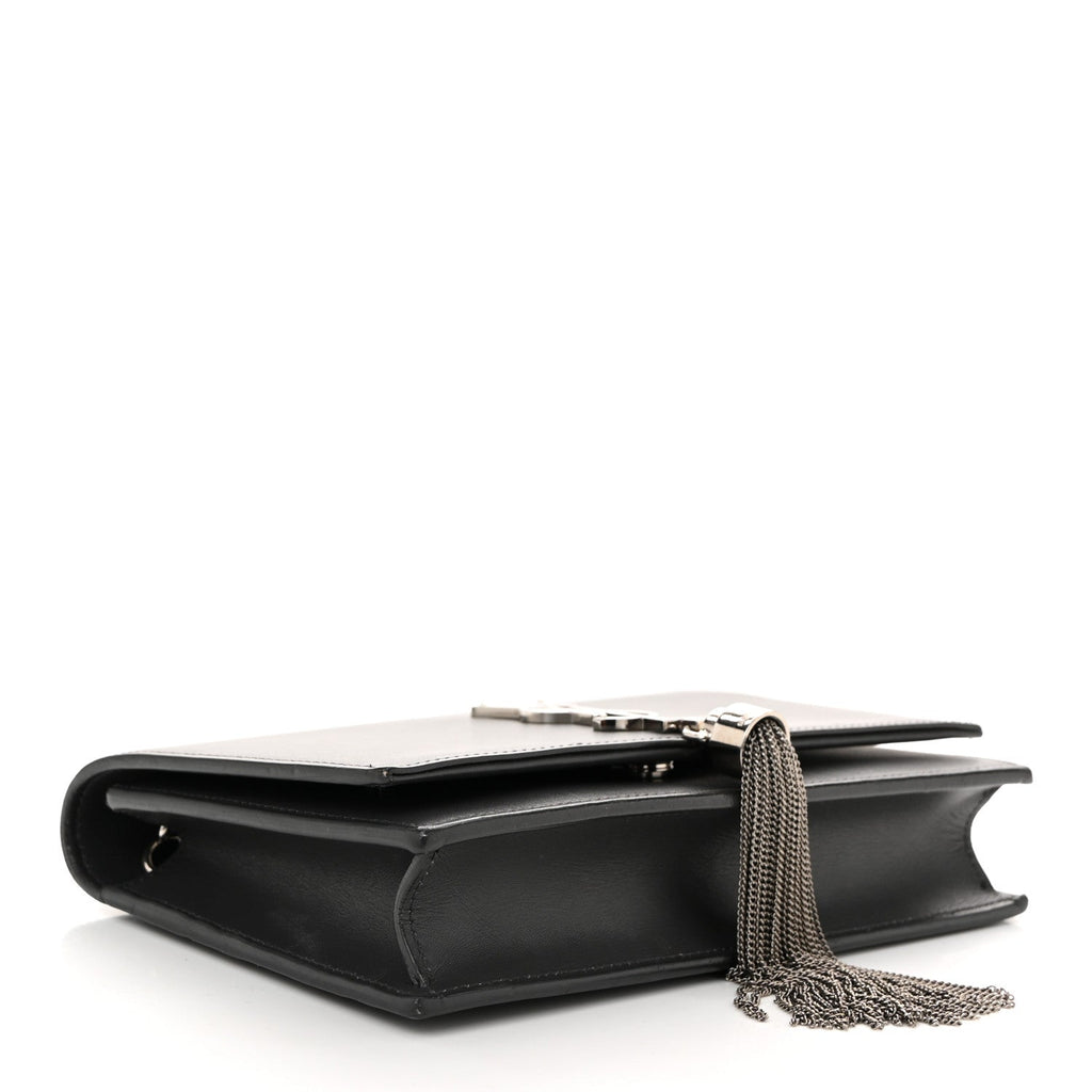 Smooth Calfskin Classic Monogram Kate Tassel Chain Wallet Asphalt