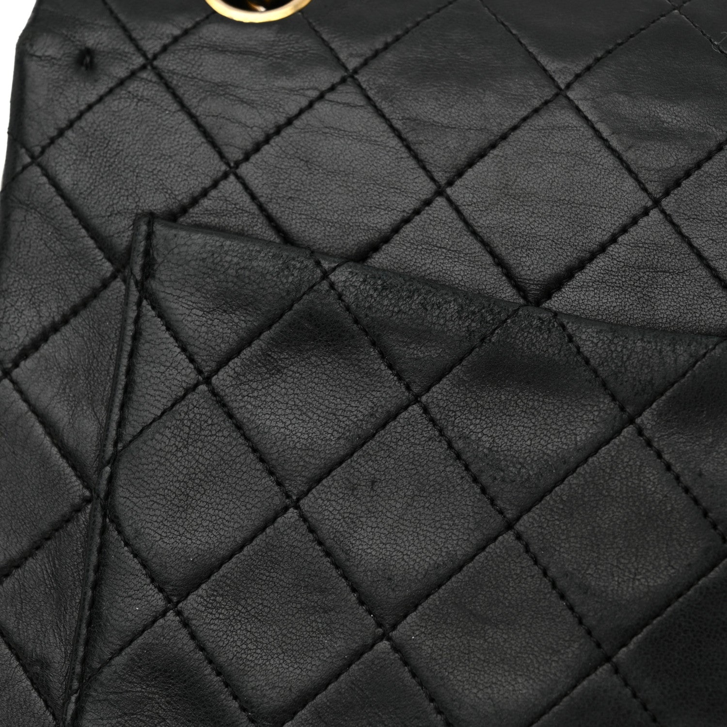 Lambskin Quilted Medium Double Flap Black