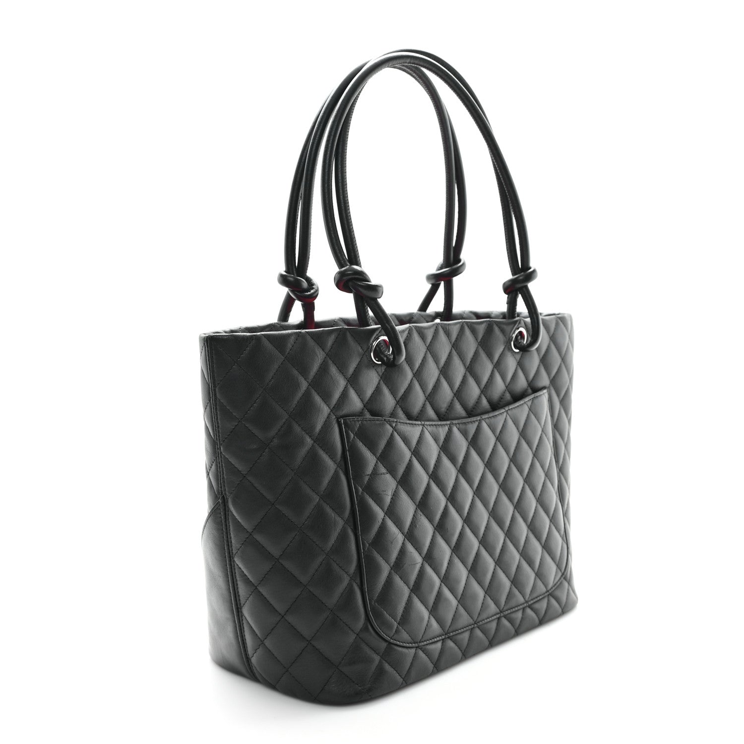Calfskin Quilted Large Cambon Tote Black