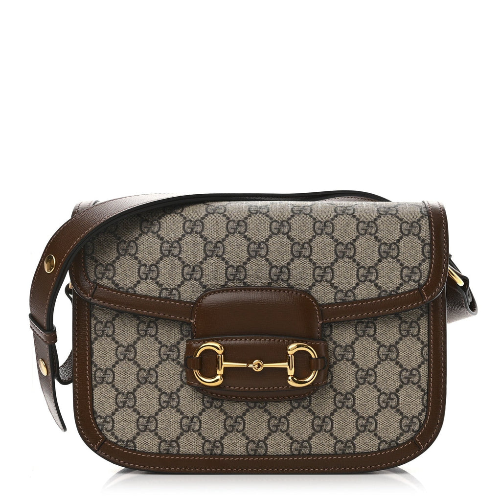 GG Supreme Monogram Horsebit 1955 Shoulder Bag Beige Brown Sugar