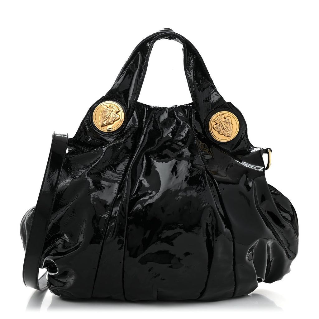 Patent Large Hysteria Top Handle Bag  Black