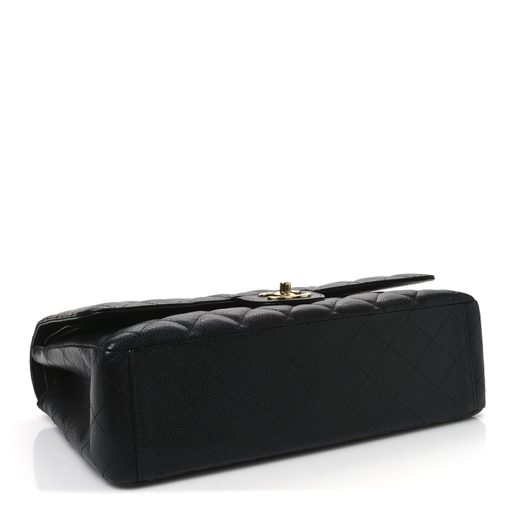 Caviar Quilted Maxi Double Flap Black