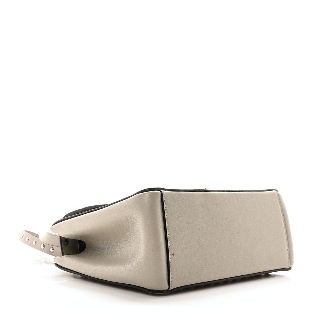 Grained Calfskin Small Rockstud Crossbody Opal Grey