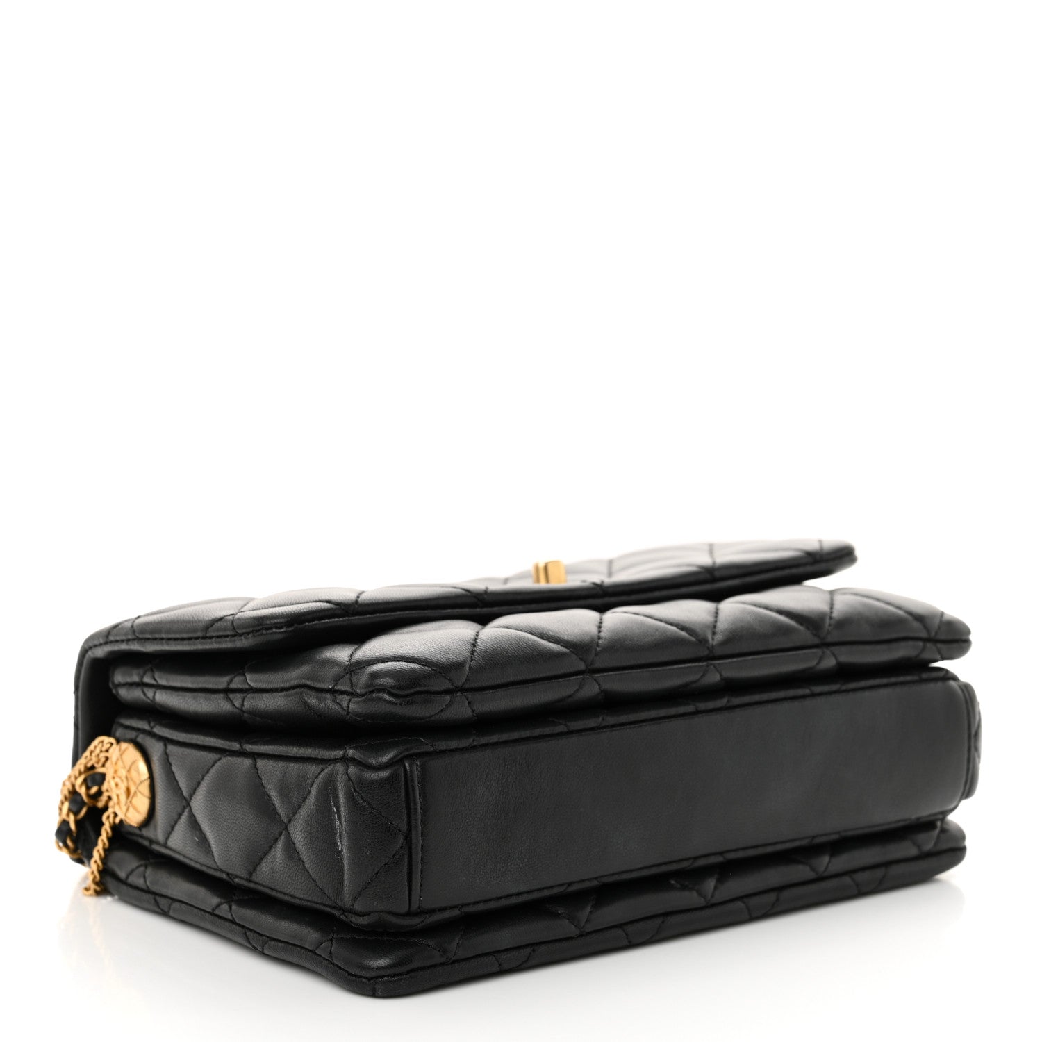Lambskin Quilted Mini Medallion Multi Chain Flap Black