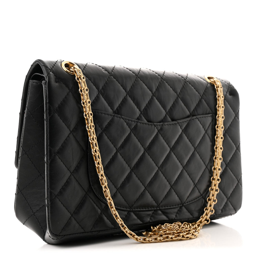 Aged Calfskin Quilted 2.55 Reissue 226 Flap Black