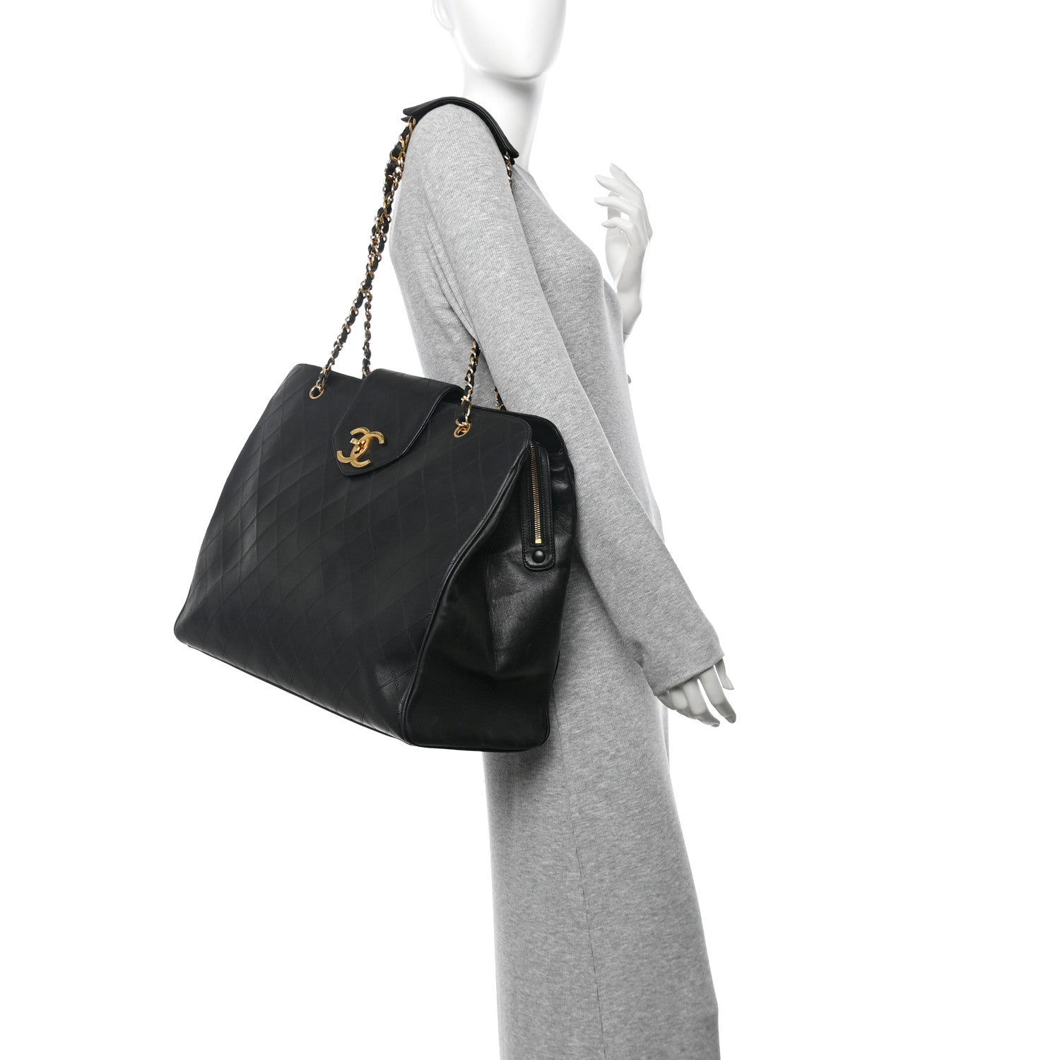 Calfskin Stitched XL Weekender Black