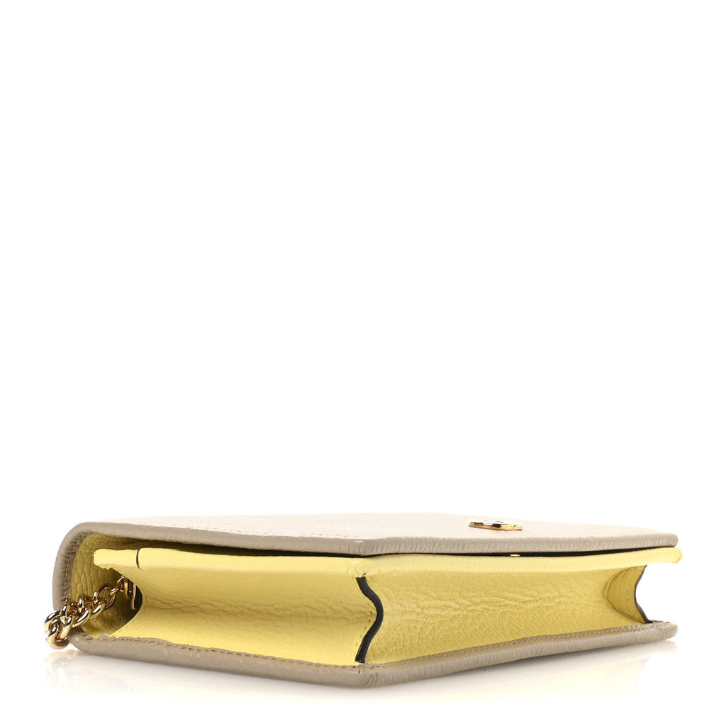 Dollar Calfskin Mini GG Marmont Chain Wallet Taupe Light Yellow