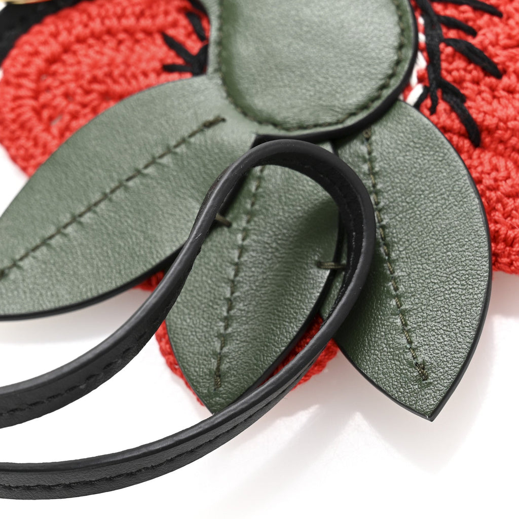 Soft Calf Crochet Trick Bag Charm Rosso