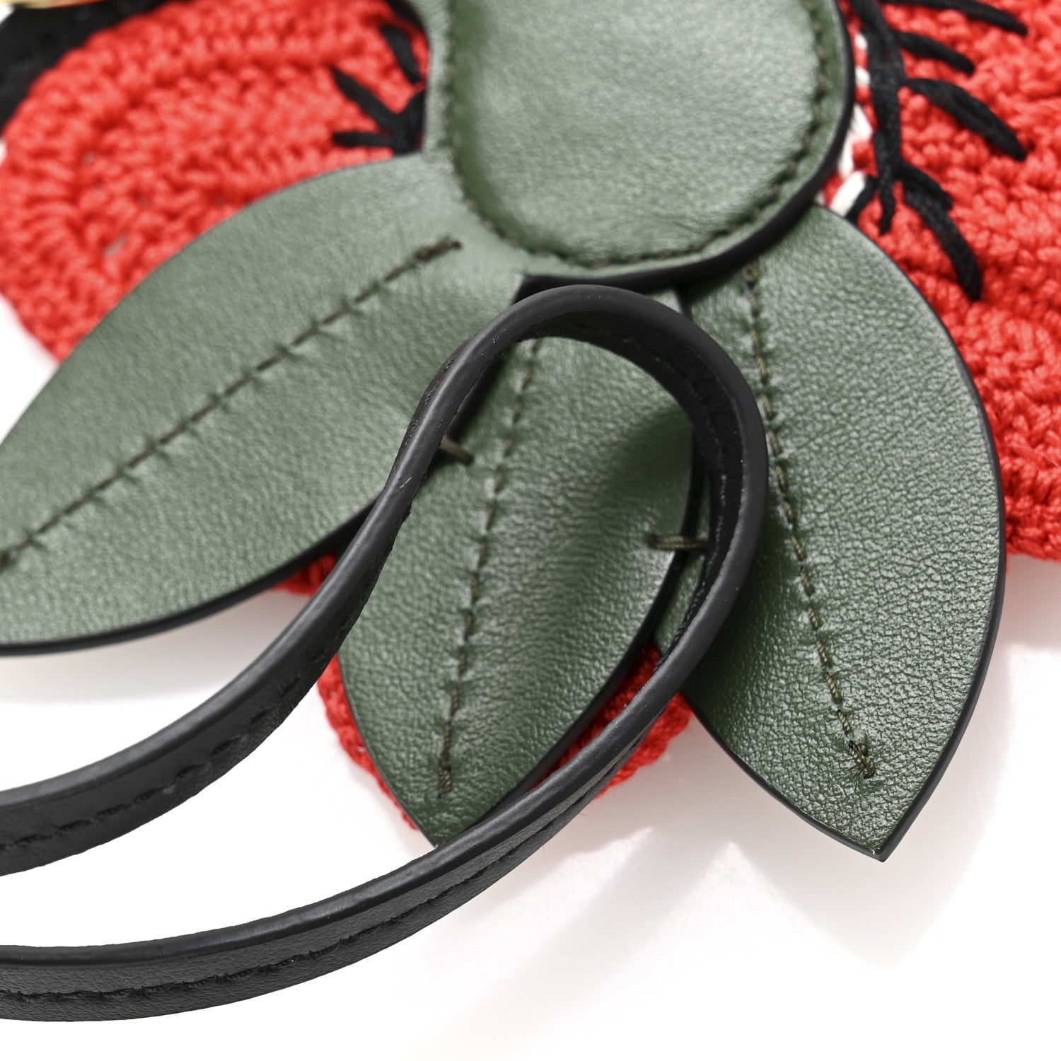 Soft Calf Crochet Trick Bag Charm Rosso