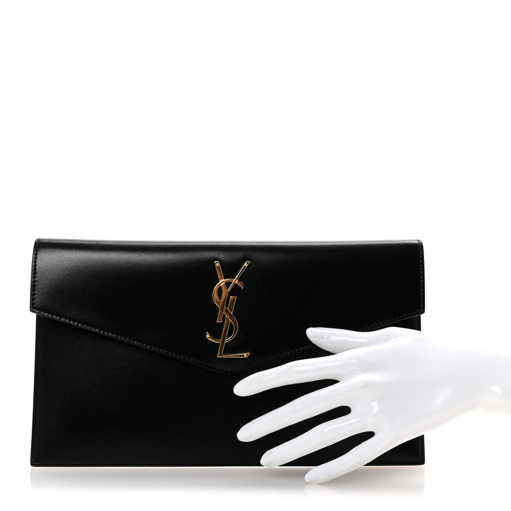 Smooth Shiny Calfskin Monogram Uptown Pouch Black