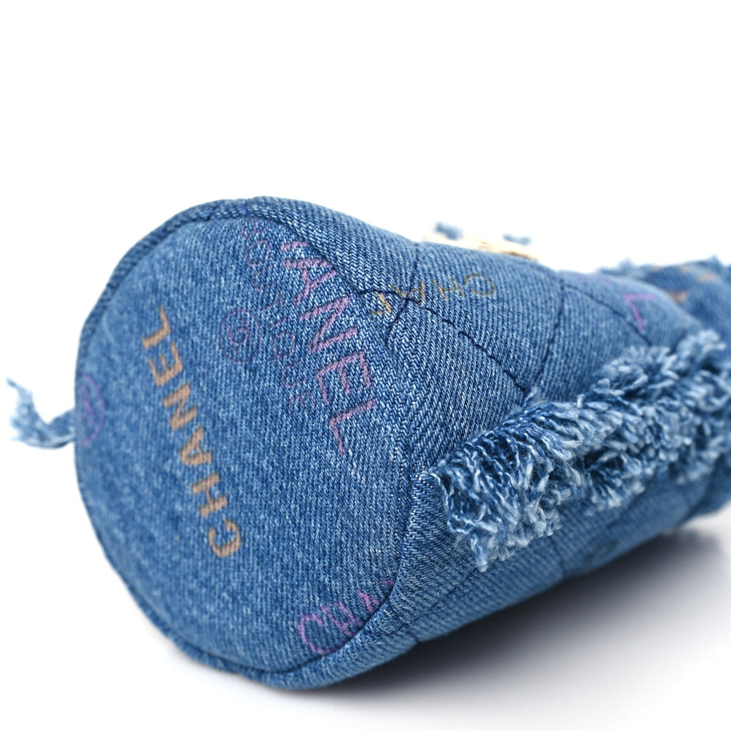 Denim Quilted Mood Mini Bucket With Chain Blue Multicolor