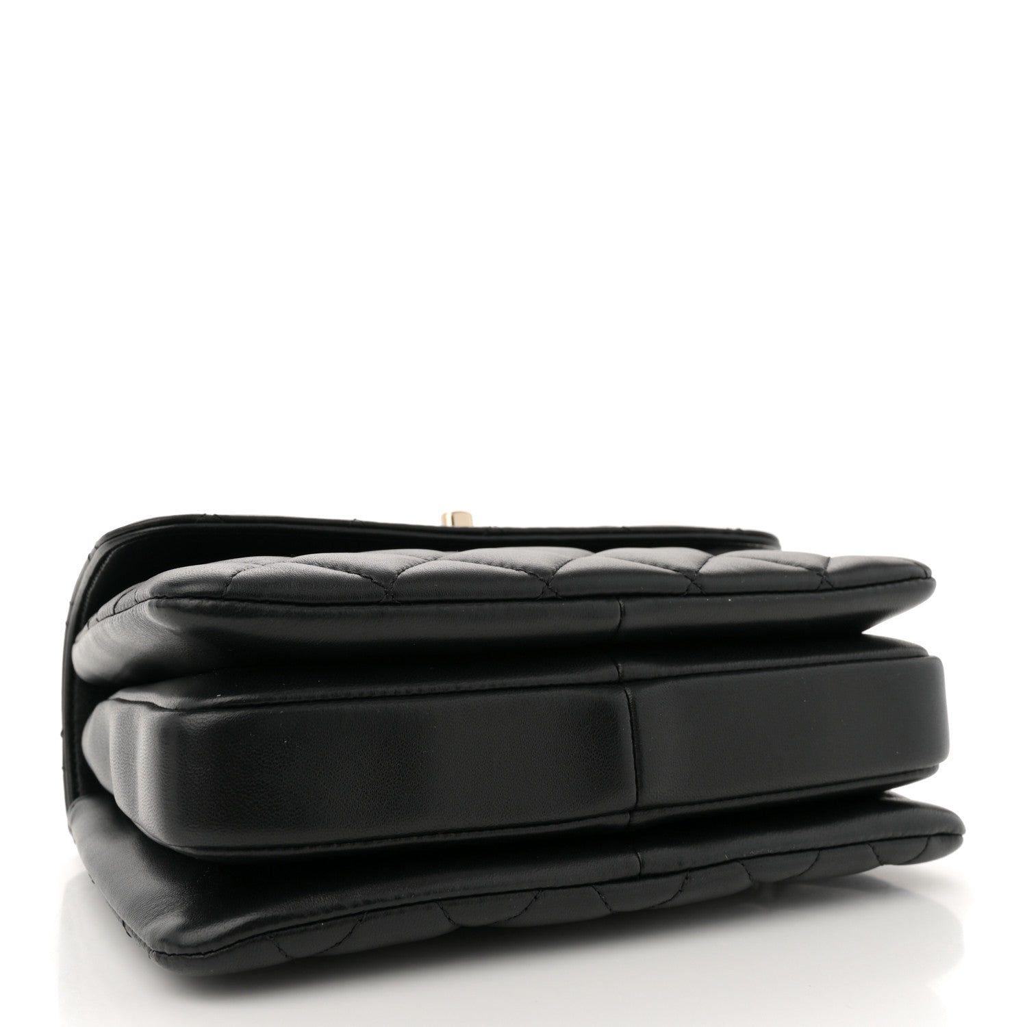 Lambskin Quilted Mini Trendy CC Dual Handle Flap Bag Black