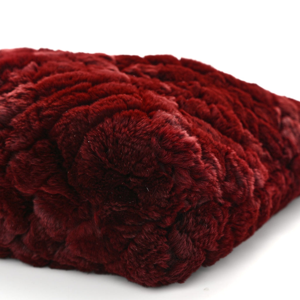 Rabbit Fur Quilted Pattern Shopping Tote Burgundy