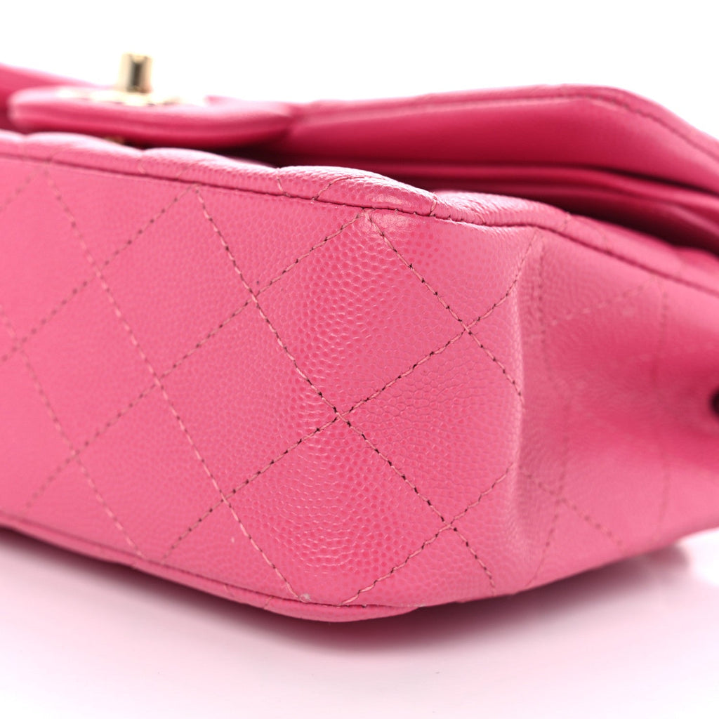 Caviar Quilted Small Double Flap Pink