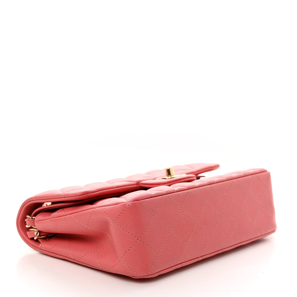 Caviar Quilted Small Double Flap Pink