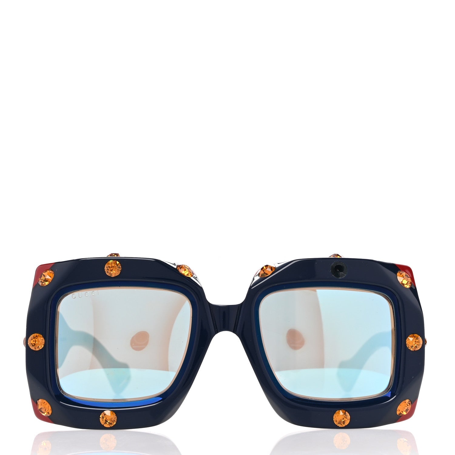 Acetate Crystal Oversize Sunglasses GG0481S Dark Blue Multicolor