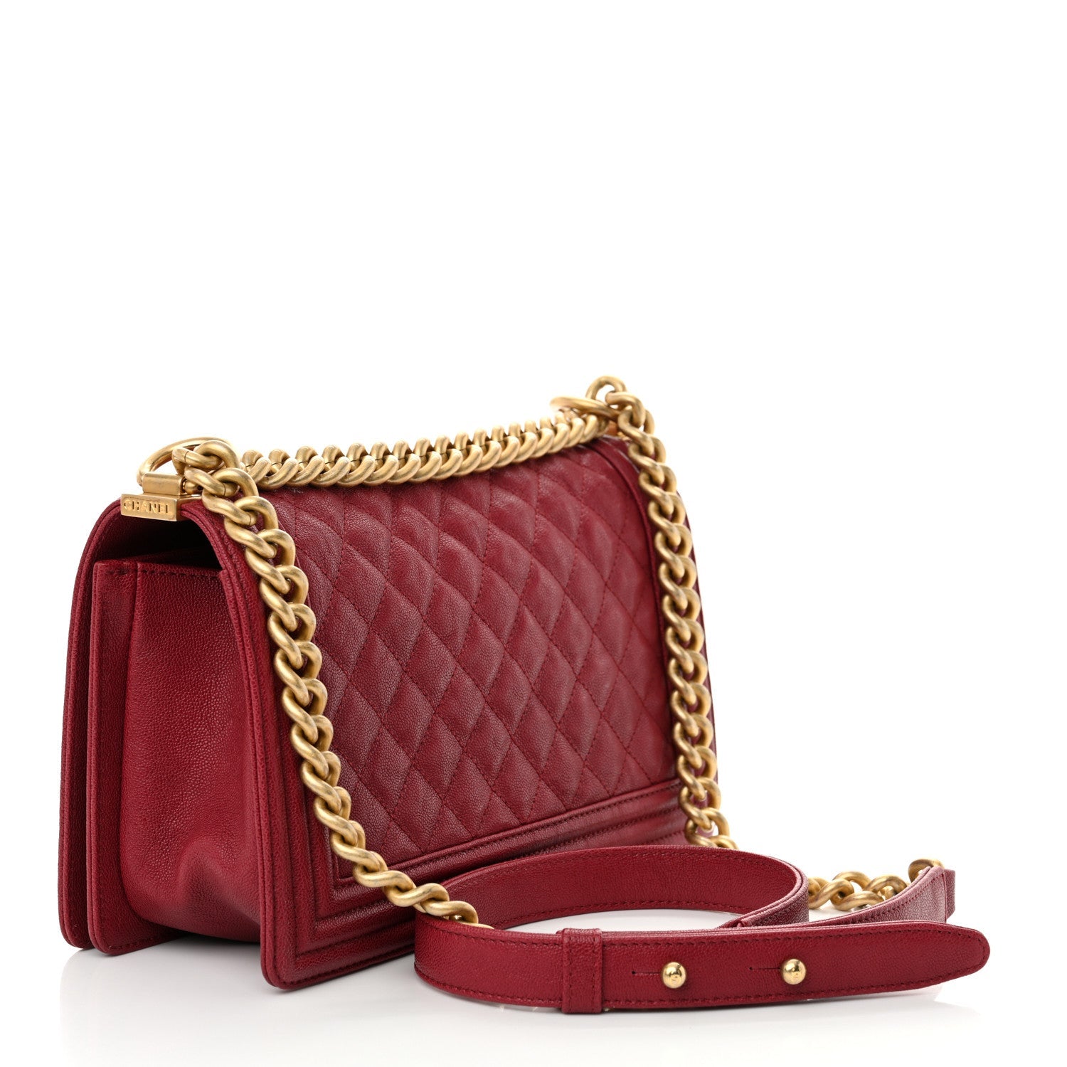 Caviar Quilted Medium Boy Flap Red