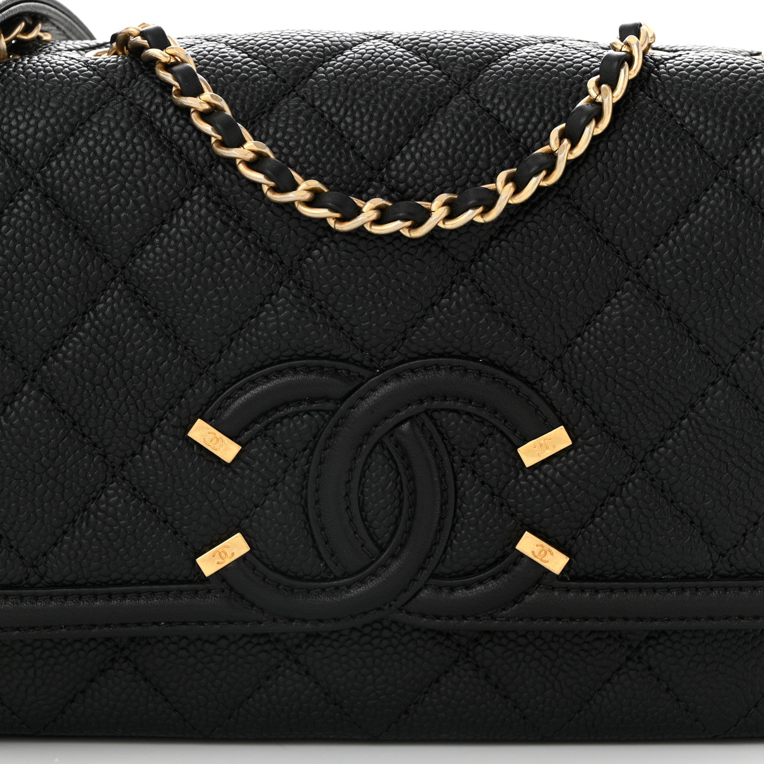 Caviar Quilted Small CC Filigree Flap Black
