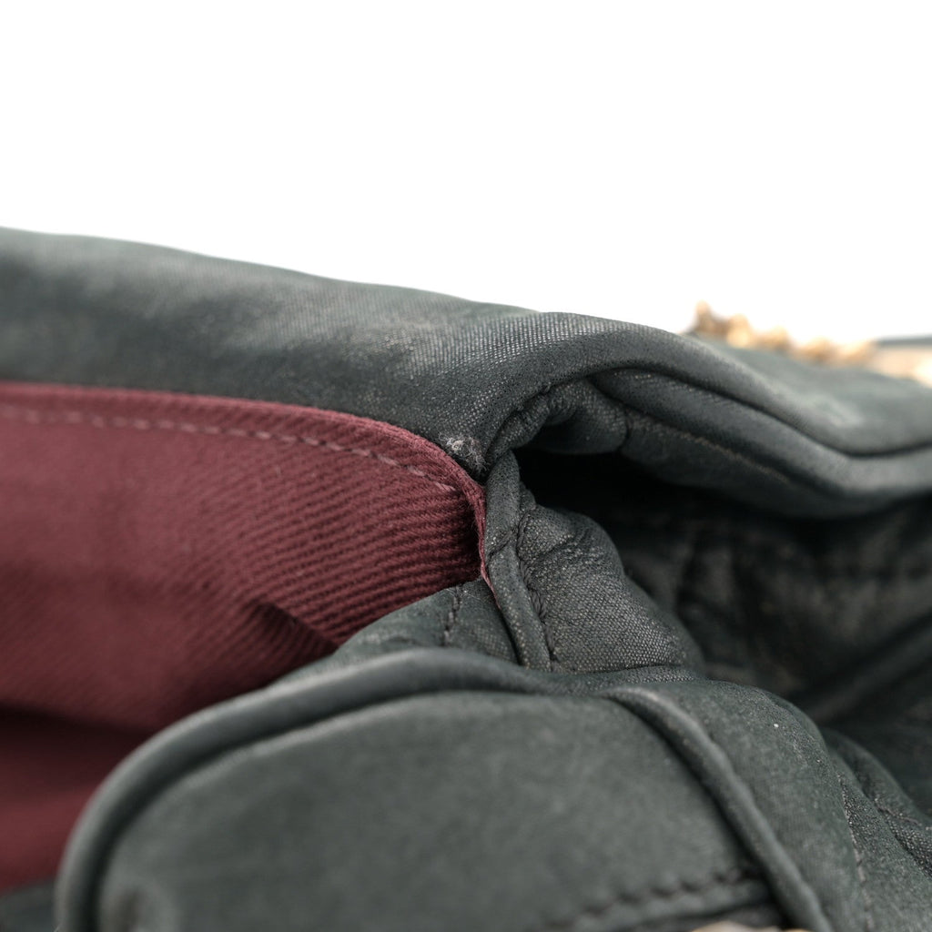 Iridescent Calfskin Quilted Large Shiva Flap Black