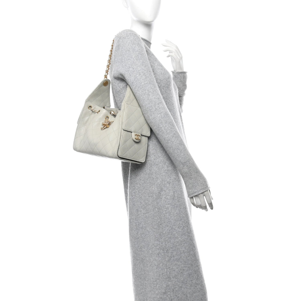 Caviar Quilted Small Chanel 25 Handbag Light Grey