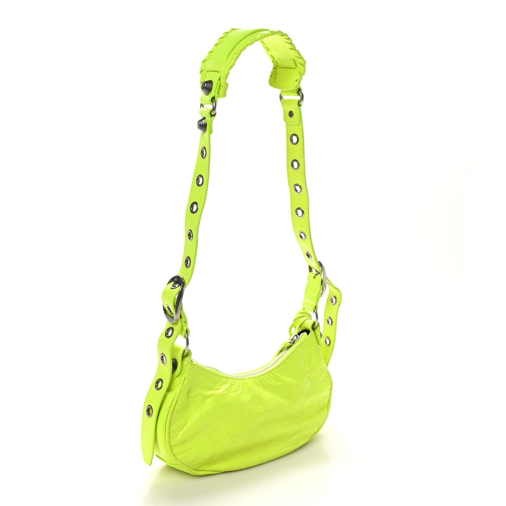 Agneau Arena Le Cagole Shoulder Bag XS Fluo Yellow