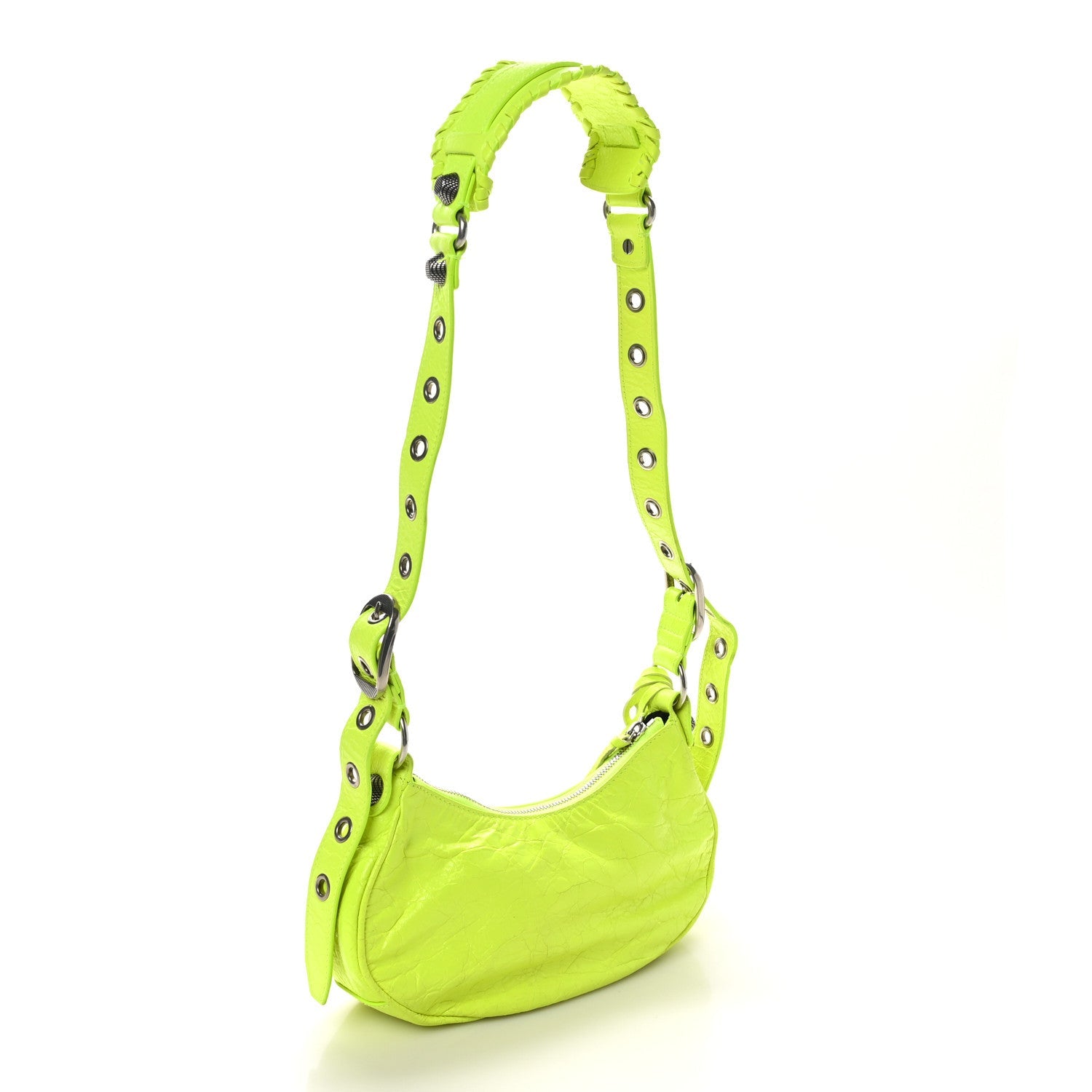 Agneau Arena Le Cagole Shoulder Bag XS Fluo Yellow
