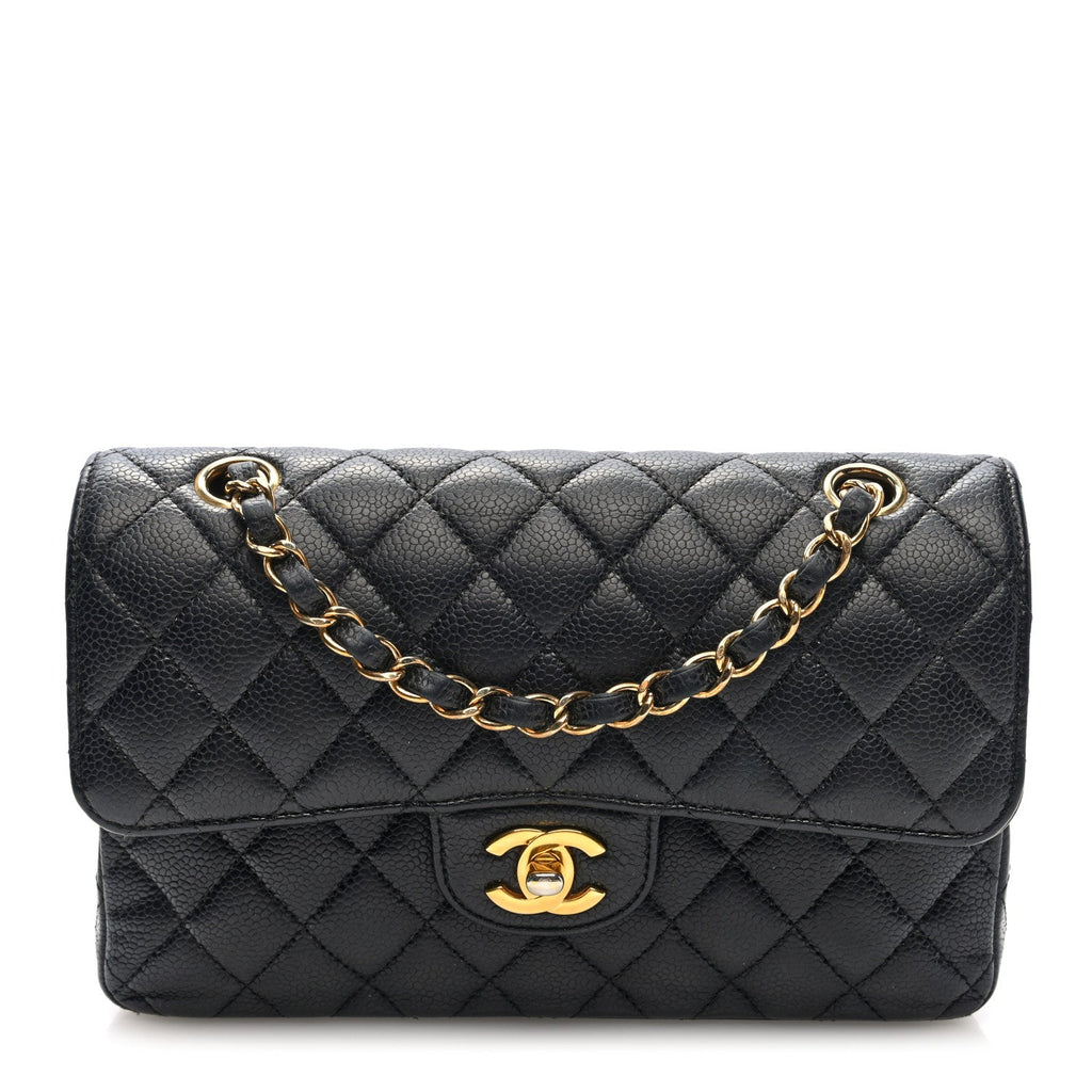 Caviar Quilted Small Double Flap Black