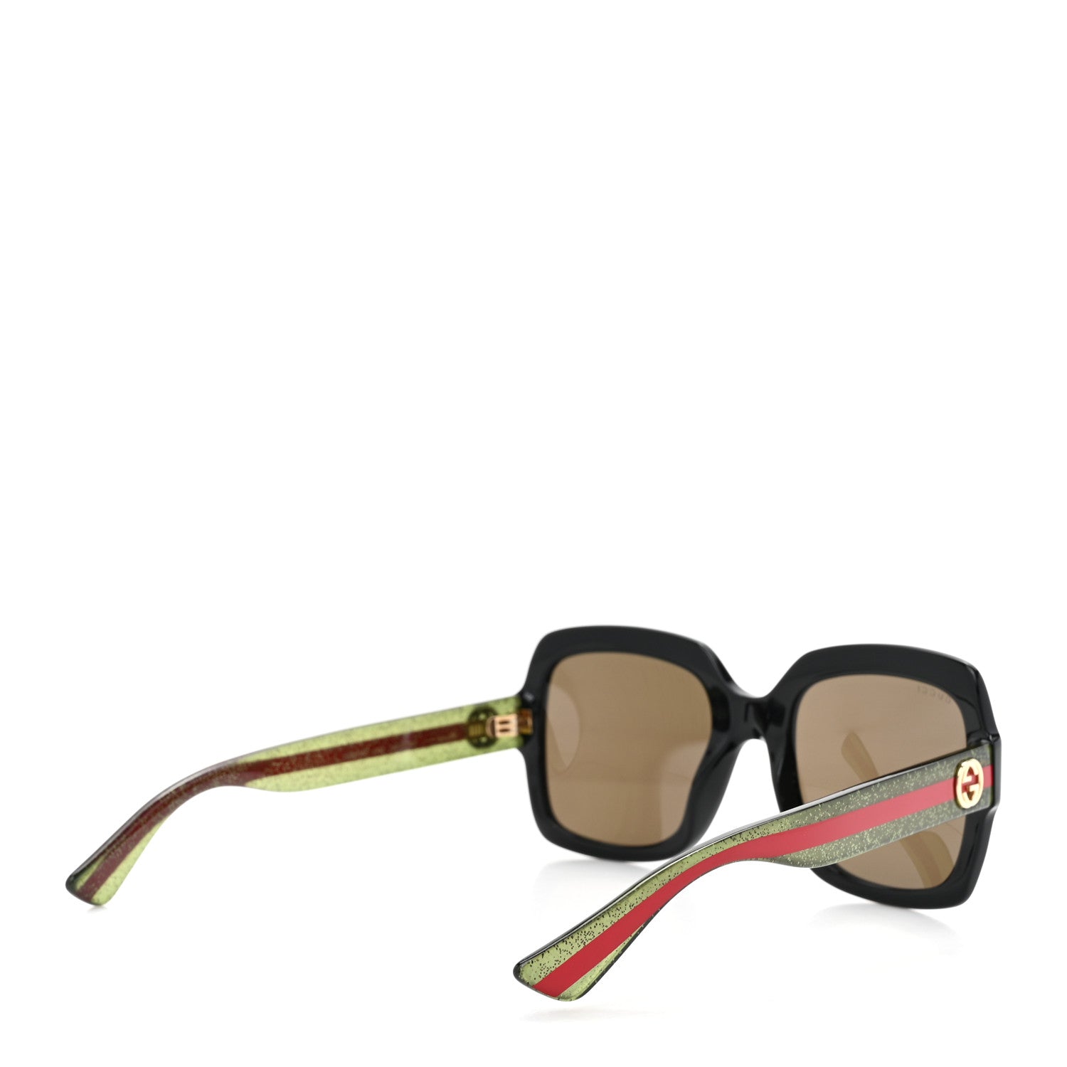 Acetate Square Frame Web Glitter Sunglasses GG0036S Black Green