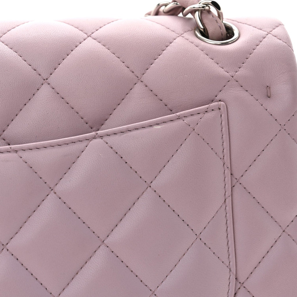 Lambskin Quilted Jumbo Double Flap Light Purple