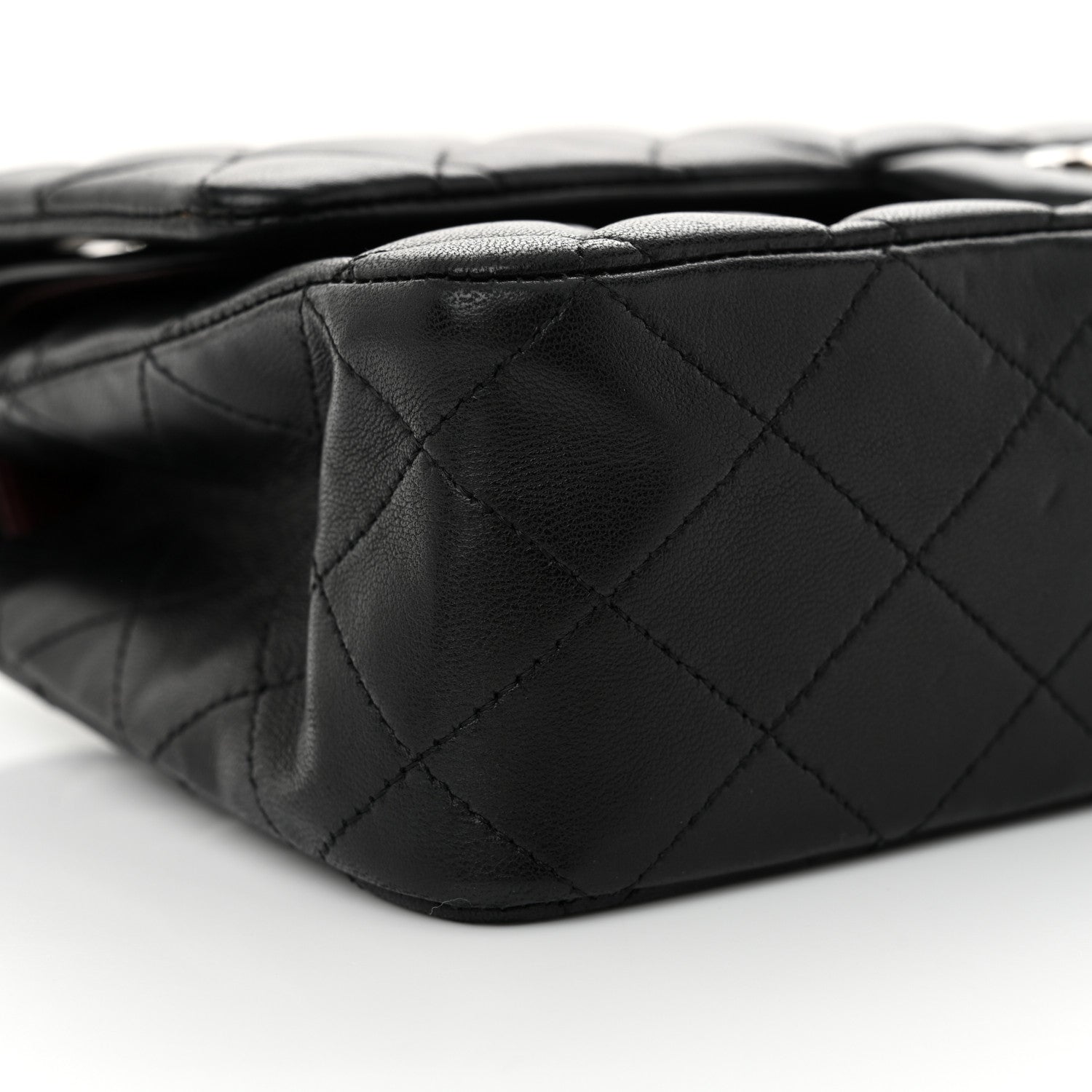 Lambskin Quilted Medium Double Flap Black