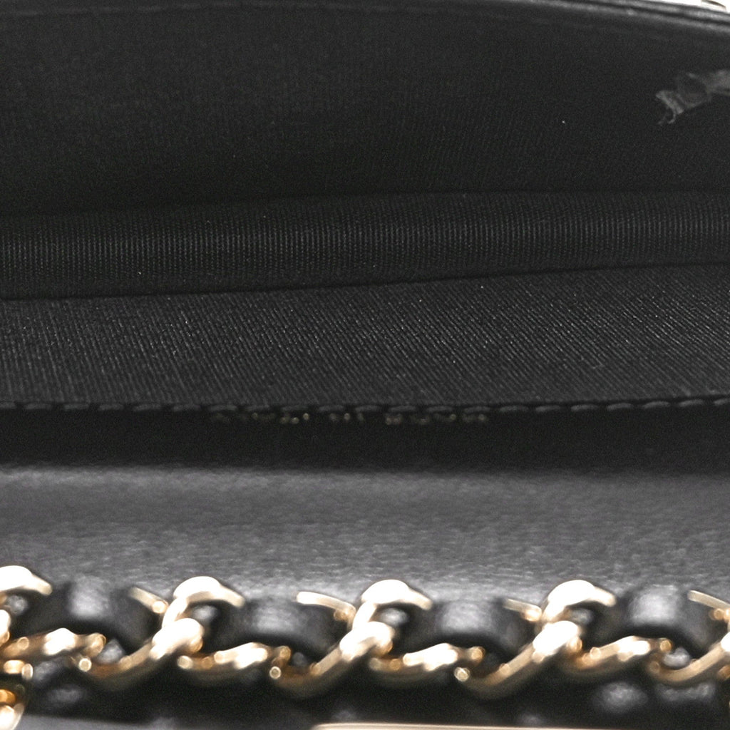 Lambskin Quilted Trendy CC  Holder On Chain Black
