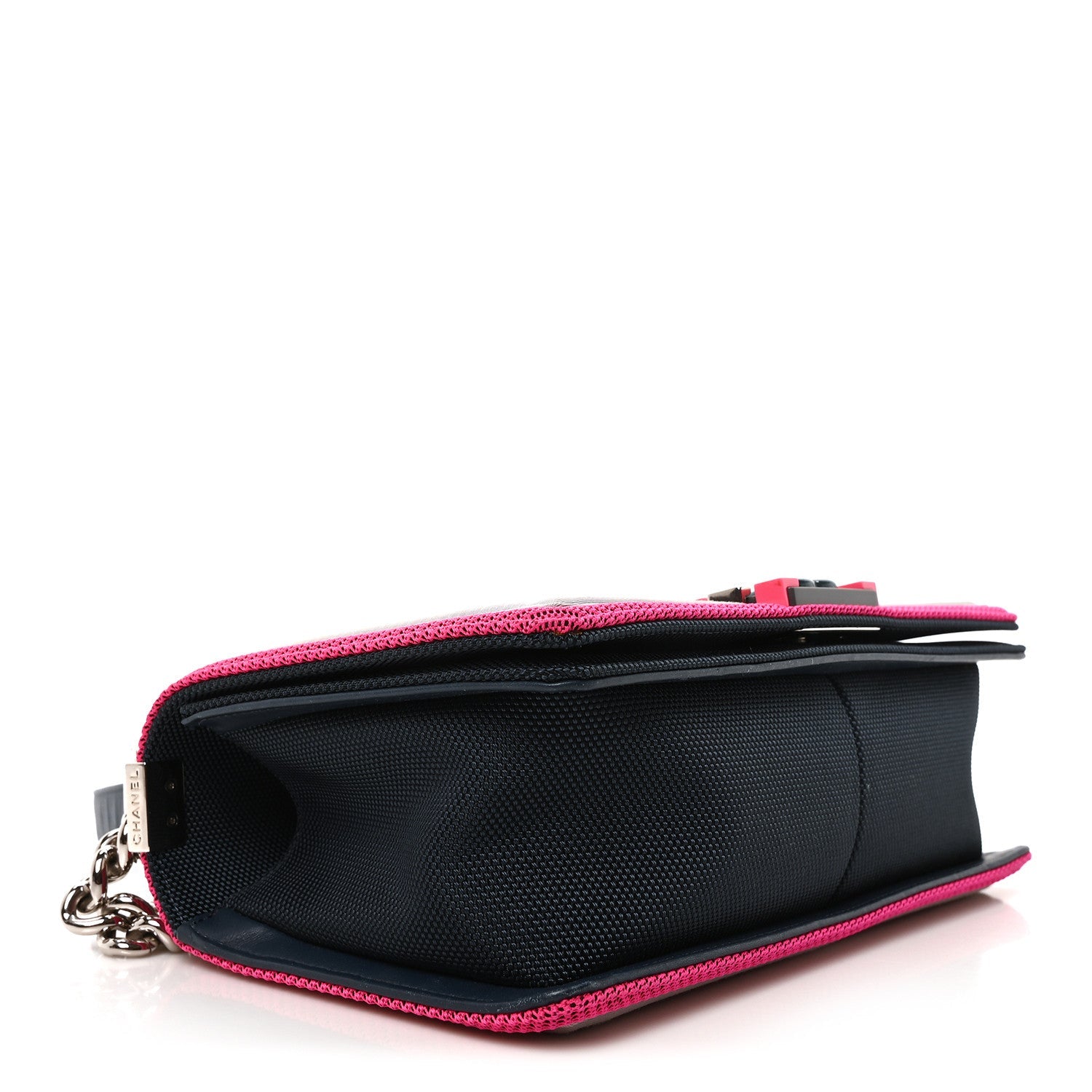 Canvas Quilted Medium Fluo Boy Flap Dark Navy Fuchsia Grey
