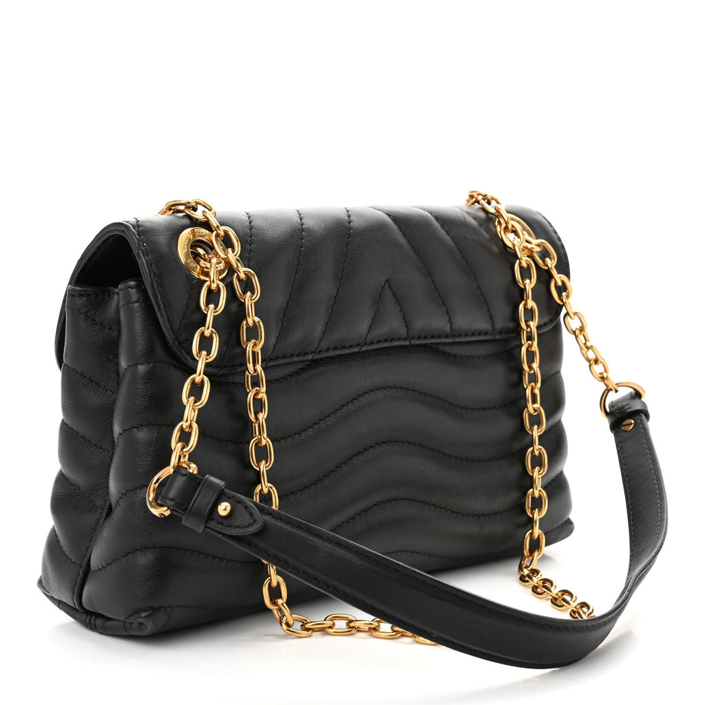 Calfskin New Wave Chain Bag MM NM Black
