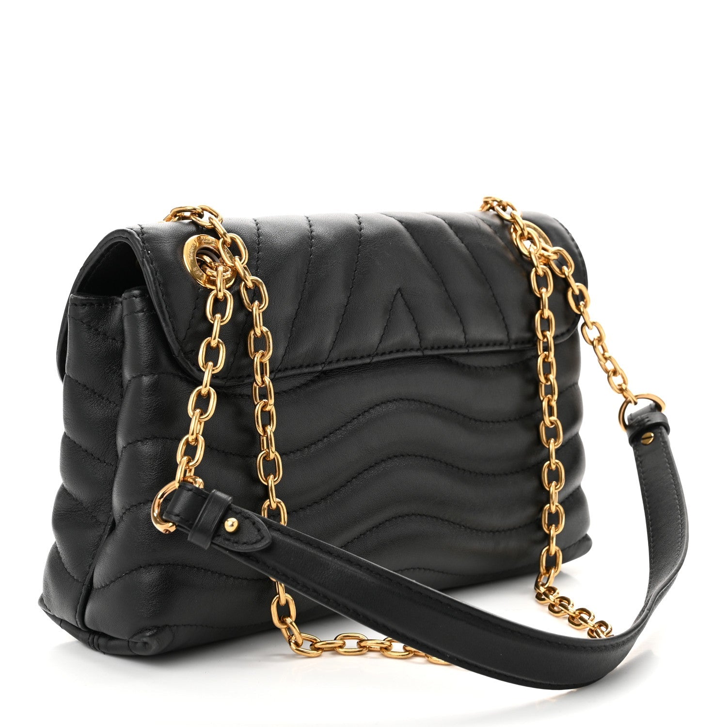 Calfskin New Wave Chain Bag MM NM Black