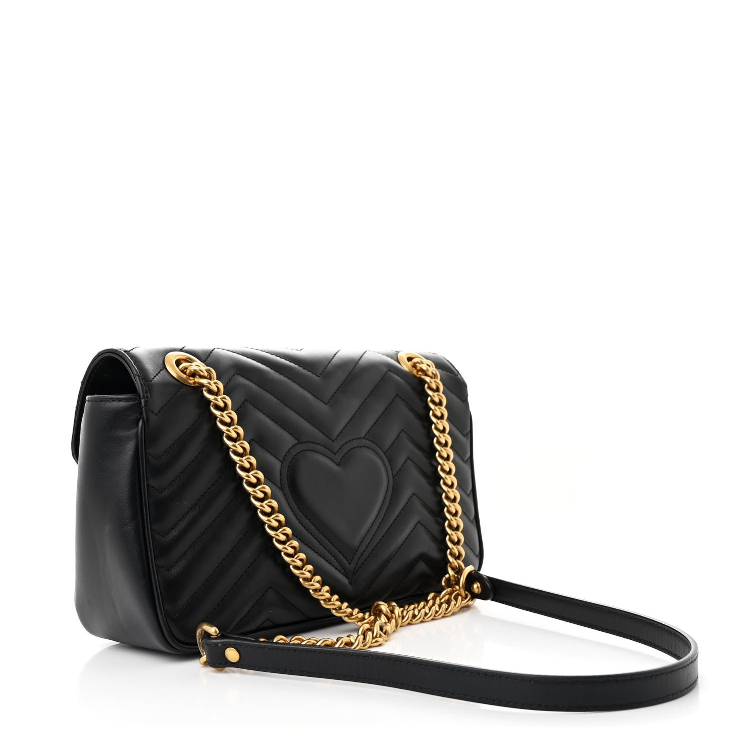 Calfskin Matelasse Small GG Marmont Shoulder Bag Black