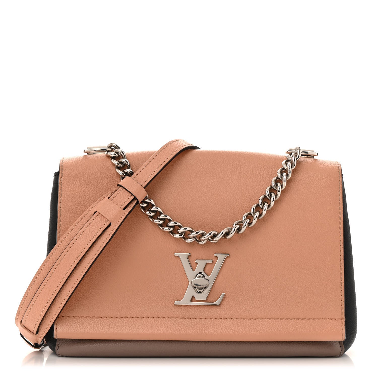 Soft Calfskin Lockme II Chain Bag BB Rose Poudre