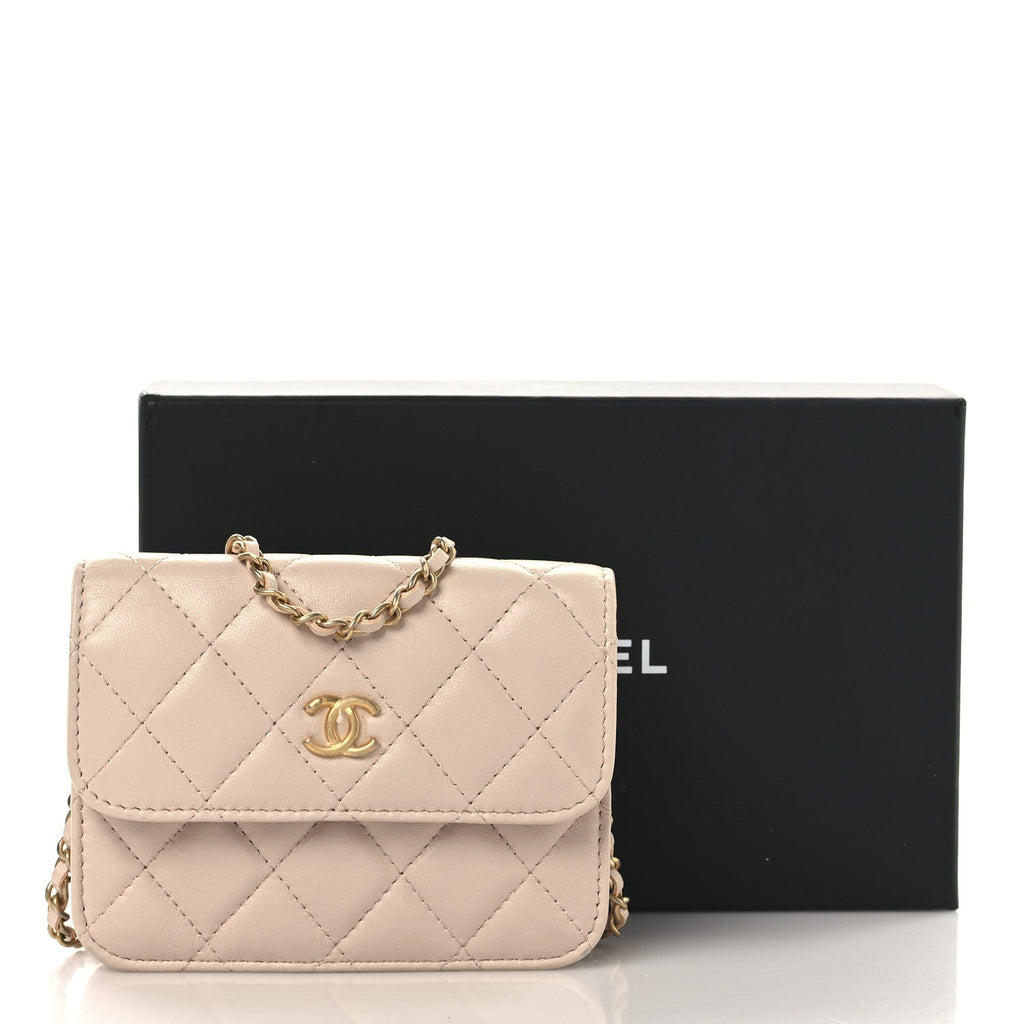 Lambskin Quilted Pearl Crush Clutch With Chain Light Pink