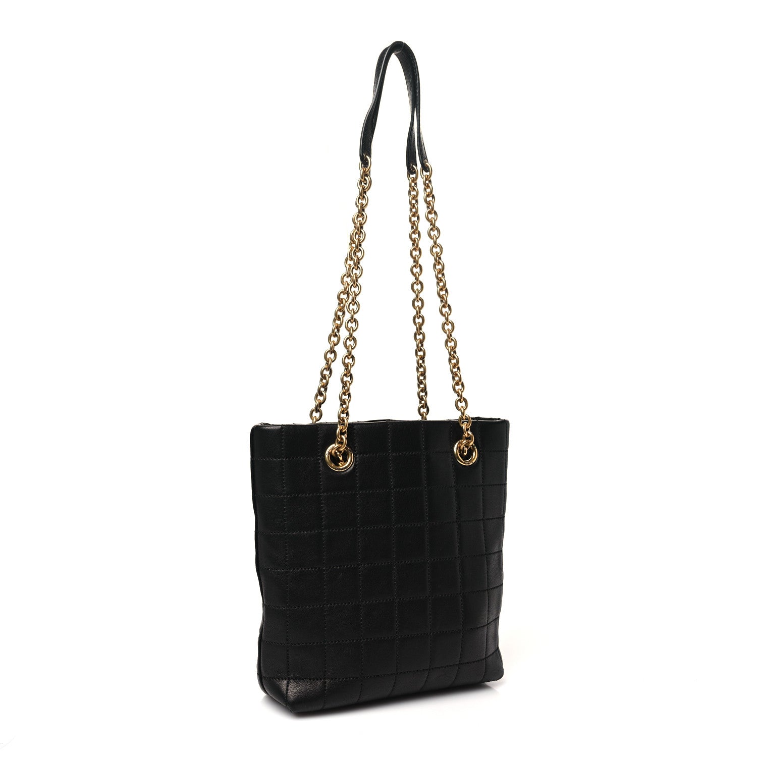 Lambskin Carre Quilted Mini Shopping Bag Black