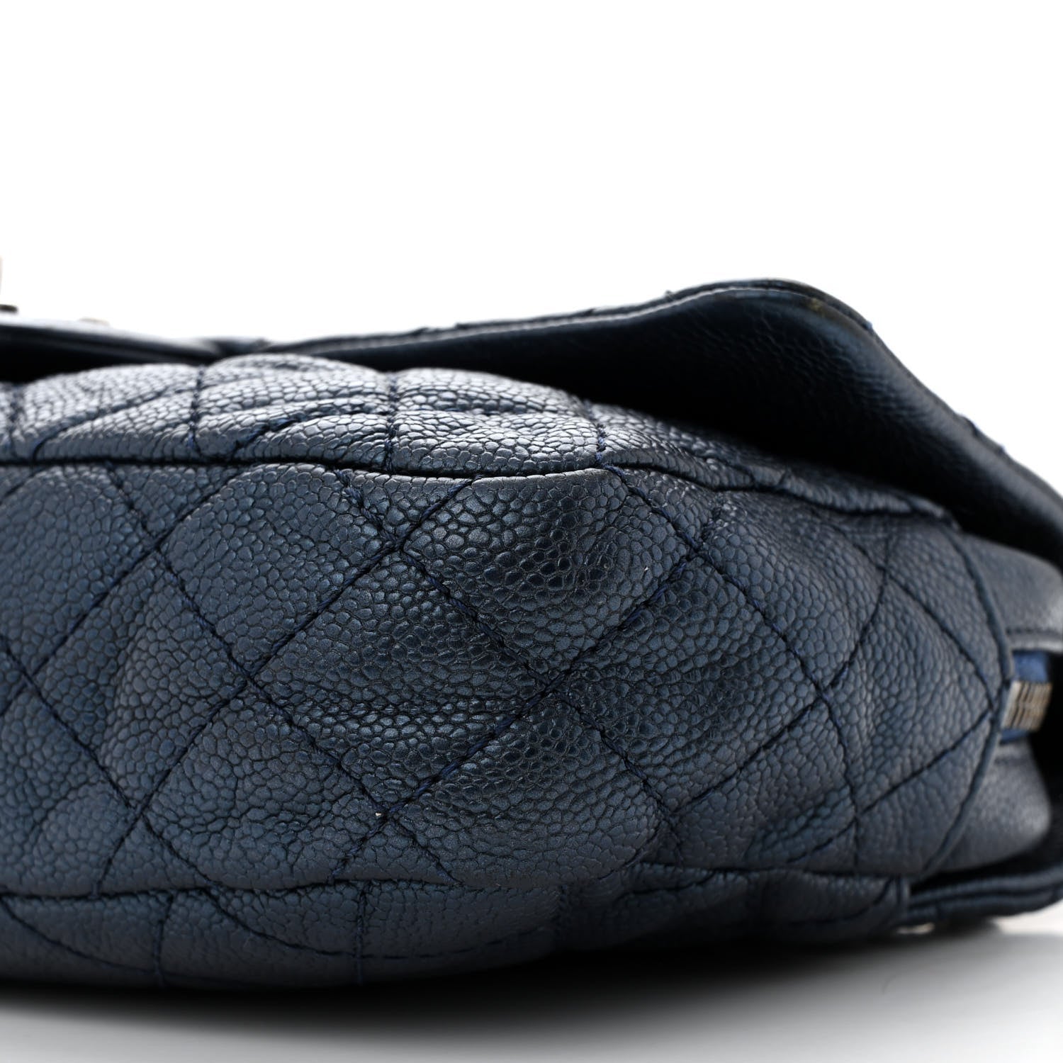 Iridescent Caviar Quilted Jumbo Easy Flap Dark Blue