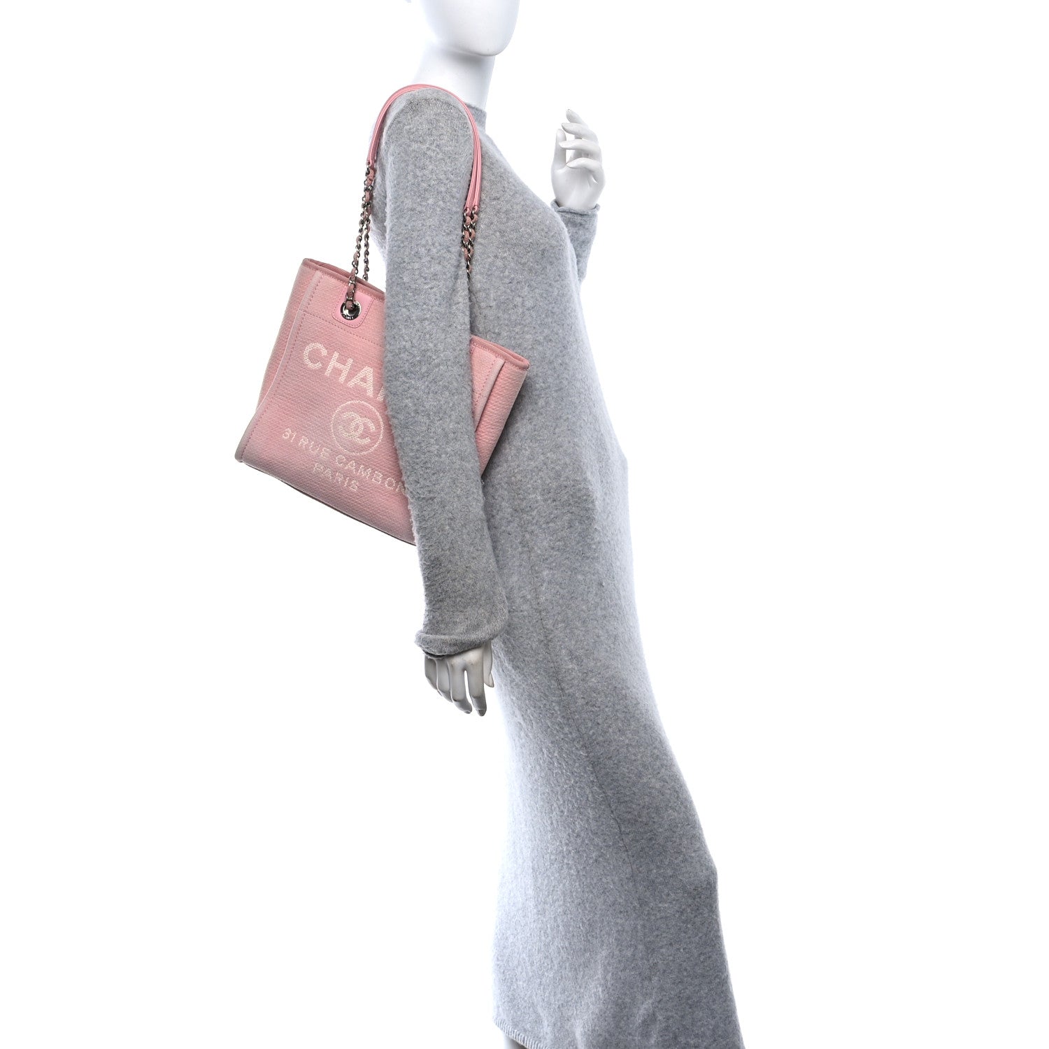 Mixed Fibers Calfskin Mini Deauville Tote Rose Pink