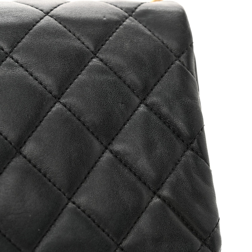 Lambskin Quilted Small Pillow Crush Flap Black