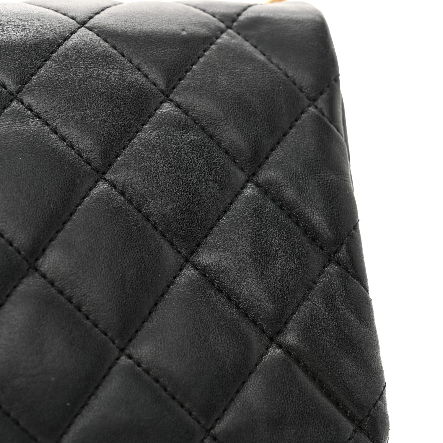 Lambskin Quilted Small Pillow Crush Flap Black
