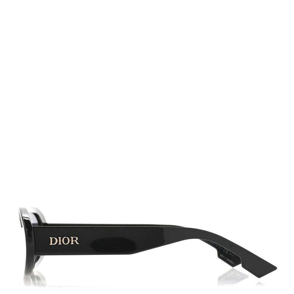 Acetate Oblique Oval Sunglasses Black